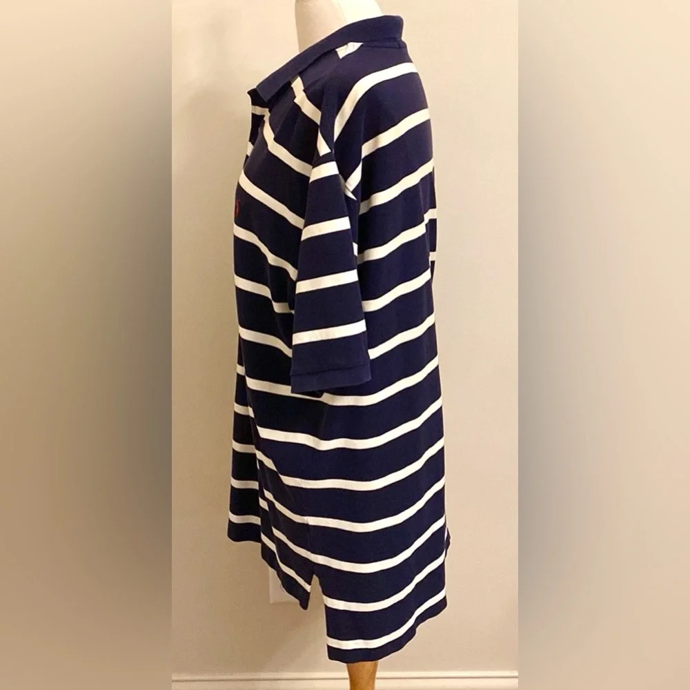 Polo by Ralph Lauren Navy Blue White Striped XXL Coastal Americana Preppy Shirt